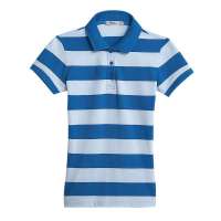VANCL凡客诚品 简约优雅条纹短袖POLO(女款) 祖母绿中条纹 XL