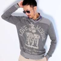 VANCL凡客诚品 复古油墨印花针织套衫 灰色 L