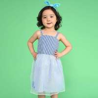 VANCL凡客诚品 全棉纱纱吊带裙(女童)(110-130) 蓝白格纹 130