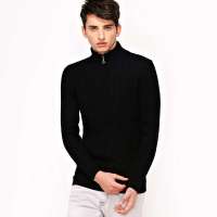 VANCL凡客诚品 棉质罗纹半拉链套衫(男款) 黑色 L