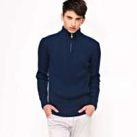 VANCL凡客诚品 棉质罗纹半拉链套衫(男款) 蓝色 XL