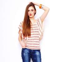 VANCL凡客诚品 Street蝙蝠袖印花T恤 橘色 XS