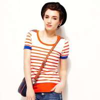 VANCL凡客诚品 Street海军风条纹T恤 橙白条纹 L