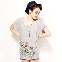VANCL凡客诚品 Street孔雀烫金印花T恤 花灰色 S