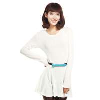 VANCL凡客诚品 [VT]修身荷叶裙摆长袖T恤(女款) 米白色 M