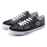 VANCL凡客诚品 学院系列系带低帮帆布鞋-01 黑橄榄绿格子 38