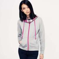 VANCL凡客诚品 撞色活力拉链开衫卫衣(女款) 亮灰色/热情粉色 XL