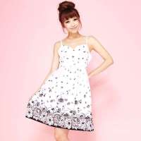 VANCL凡客诚品 假日风情印花吊带裙 白色印花 L