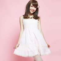 VANCL凡客诚品 田园蕾丝边甜美吊带裙 粉色 L