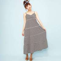 VANCL凡客诚品 百搭条纹度假风长裙 咖米条纹 L