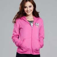 VANCL凡客诚品 印绣花连帽开衫卫衣 Bloom Flower(女款) 热情粉色 XL