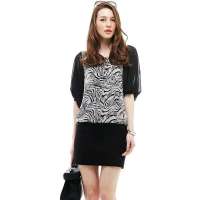 VANCL凡客诚品 Zebra BK连衣裙 白底印花加黑色 L