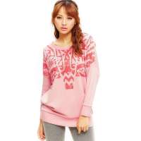 VANCL凡客诚品 印第安图腾蝙蝠袖卫衣(女款) 藕粉色 XL