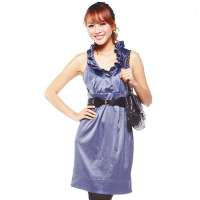 VANCL凡客诚品 Taylor Gina 花边领无袖连衣裙 蓝灰色 XL