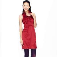 VANCL凡客诚品 Taylor Gina 花边领无袖连衣裙 酒红色 L