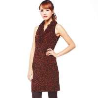 VANCL凡客诚品 Taylor Eva V领印花连衣裙 棕色印花 M