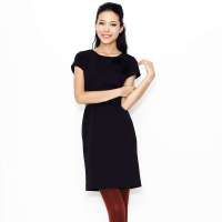 VANCL凡客诚品 Taylor Miya圆领短袖连衣裙(送腰带) 黑色 L