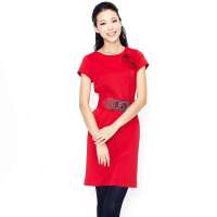 VANCL凡客诚品 Taylor Miya圆领短袖连衣裙(送腰带) 红色 M