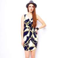 VANCL凡客诚品 Street 斜搭印花连衣裙 蓝色印花 S