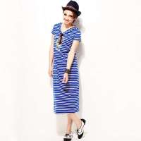 VANCL凡客诚品 Street针织带帽连衣裙 蓝白条纹 M