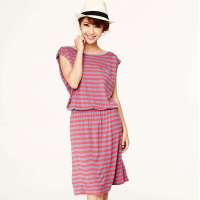 VANCL凡客诚品 Street一字领条纹针织连衣裙 红蓝 S