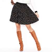 VANCL凡客诚品 Candy 小鸟图案百褶裙 黑底印花 XS