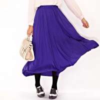 VANCL凡客诚品 Street 压褶针织长裙 蓝紫色 S