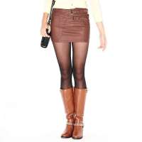 VANCL凡客诚品 Street 双腰袢PU短裙 红棕色 L