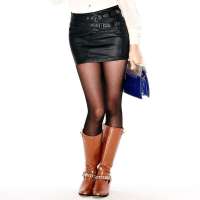 VANCL凡客诚品 Street 双腰袢PU短裙 黑色 M