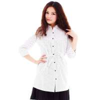 VANCL凡客诚品 淑女感塔克长衬衫 白底黑点 XS