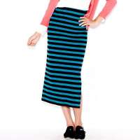 VANCL凡客诚品 Street 时尚条纹针织半裙 黑色+蓝色条纹 L