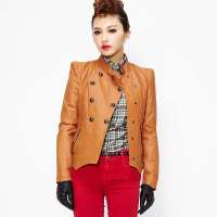 VANCL凡客诚品 Janice 皮夹克 棕色 XL