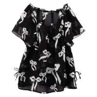 VANCL凡客诚品 雅致丽人甜美雪纺衫 黑底印花 XS