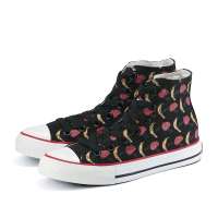 VANCL凡客诚品 Pop art风尚之烈焰红唇高帮帆布鞋(女款) 黑色 34