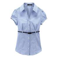 VANCL凡客诚品 帅气细条纹修身衬衫 浅蓝色条纹 XS