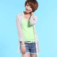 VANCL凡客诚品 名媛气质造型款长衬衫 白底黑点 L