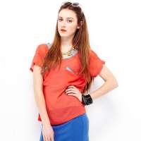 VANCL凡客诚品 Street经典撞色短袖上衣 橘红 S