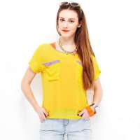 VANCL凡客诚品 Street经典撞色短袖上衣 姜黄色 L