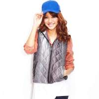 VANCL凡客诚品 通帽拉链菱形缝渐变色马甲 黑白渐变 XL