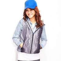 VANCL凡客诚品 通帽拉链菱形缝渐变色马甲 紫黑渐变 M