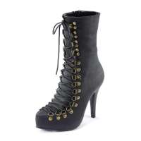 VANCL凡客诚品 迷幻魔音系带高跟女靴 黑色 36