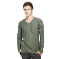 VANCL凡客诚品 [VT]商务V领织纹长袖T恤 橄榄绿色 S