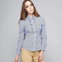 VANCL凡客诚品 可爱细条纹长袖衬衫 蓝白条纹 L