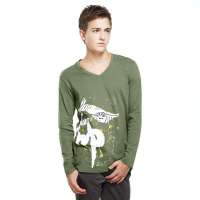 VANCL凡客诚品 [VT]长袖印花T恤  字系列(7) 橄榄绿色 XL