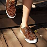 VANCL凡客诚品 酷感豹纹女子帆船鞋 棕黄 36