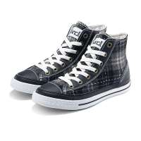 VANCL凡客诚品 学院系列系带高帮帆布女鞋-05 黑橄榄绿格子 40