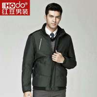 HODO红豆商务休闲直筒立领细格子墨绿羽绒服ZYDL207B(G21袖口无罗文墨绿175/92A)