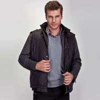 HODO红豆男装加厚防风两件套夹克外套棉衣HJA8383(S5黑色165/84A)