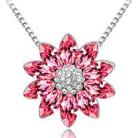 YOUR-D奥地利水晶项链-睡火莲(玫红)