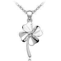 YOUR-D绝美水晶项链-单钻幸福四叶草(白色)